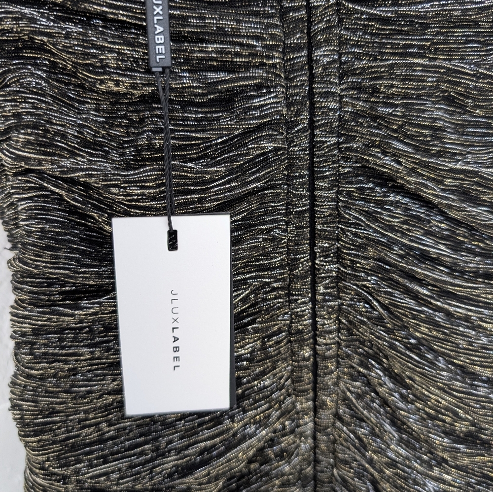 NWT JLUXLABEL Strapless Black and Gold Dress - Picture 3 of 7